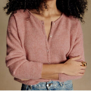 Sezane Gaspard Cardigan Sweater Rosewood Mohair/Baby Alpaca Size Small